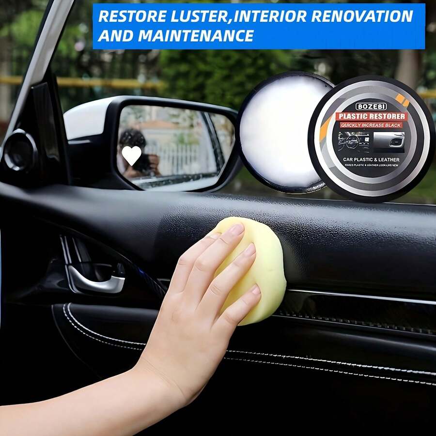 1 pieza Cera de renovación para el interior del coche de 100g - Cera de cuidado multiusos para el y el plástico, mantenimiento de salpicadero, asientos, controles centrales, renovación, protección antienvejecimiento, antidescoloración, tapicería de coche, materiales compuestos de madera y plástico