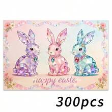 4pcs Easter Theme Placemats, Cute Rabbit Pattern With Diamond Elements And Floral Design, Suitable For Party Dining And Easter Decoration. Size: 30x45cm, Applicable For Seasonal Home Decor, Holiday Table Decor, Farmhouse Style, Washable And Durable. An Ideal Gift Choice. - Multicolor - View 20