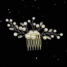 1pc Elegant Handmade Pearl & Rhinestone Hair Comb, Women's Wedding Party Accessory, Valentine's Day Gift - Multicolor - View 8