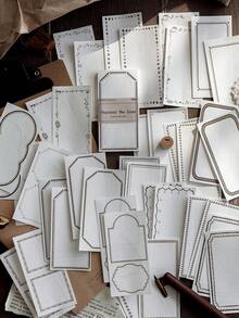 CANDY POETRY 40pcs/Pack Basic Decorative Border Scrapbooking Papers, Vintage DIY Decor Non-Adhesive Material, Holiday Gift, Handmade Collage Supplies, Personalized Scrapbook Planning Creative School Stationery - View 1