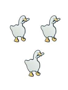 Women's Cartoon Big Goose Game Badge, White Goose Shaped Brooch Fashion Accessory - Multicolor - View 7
