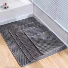 2-Layer Honeycomb Cat Litter Mat, Non-Slip Waterproof Litter Box Pad, Suitable For Floor, Litter Carpet, Cat Supplies, Fit For Medium/Small Cats And Small Dogs - Grey - View 11