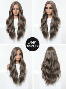 Tóc giả xoăn dài 28 inch màu nâu, kiểu gợn sóng, rẽ ngôi giữa, phù hợp cho nữ giới sử dụng hàng ngày, dự tiệc, cosplay, Halloween, Giáng sinh, Năm mới, lễ hội âm nhạc, quà tặng cho bé gái, quà tốt nghiệp mùa hè. - màu nâu - Xem 8
