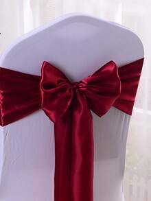 1pc Satin Ribbon Sash, Wedding Party Chair Back Decoration, Bow Tie Chair Strap - 1PC - View 2