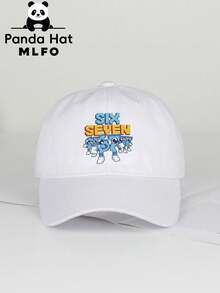 MLFO Gorra de béisbol unisex SIX SEVEN con estampado de píxeles de dibujos animados, sombrero de sol ajustable con lavado vintage, estilo streetwear para hombres y mujeres - seis siete - Ver 4