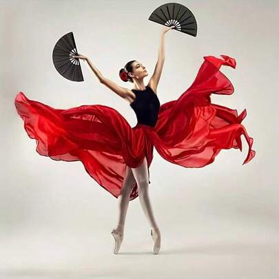 1 Stück große faltbare Handventilator, Nylon Stoff faltbarer tragbarer chinesischer Kung-Fu Fächer, Festdekoration & Party Geschenk (Schwarz/Rot, einfaches Muster)