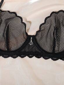 Bộ 2 áo ngực xuyên thấu thêu họa tiết gợi cảm dành cho nữ - màu đen - Xem 2