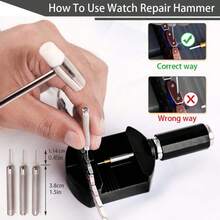 Professional Watch Link Band Sizing Removal Tool Kit For Watch Bracelet Adjustment, Watch Pin Removal Adjustment Tool Kit, Portable Repair Tools - Black - View 7