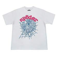 Sp5der Worldwide Web Tee Pink Green Spider Web Print T-Shirt Streetwear Hip Hop Oversized Top - trắng - Xem 3