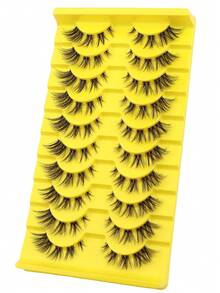 NAIJEMA 10 pares de pestañas postizas de ojo de gato, pestañas de visón sintético esponjosas, delgadas y gruesas, rizadas y naturales en estilos 3D, adecuadas para fiestas, uso diario, reutilizables - Negro - Ver 4