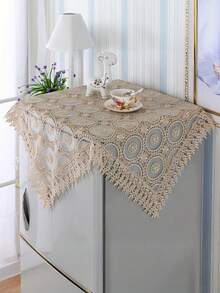 HXARTMIS 1pc Elegant Vintage Brown Lace Tablecloth, Embroidered Floral Mesh Table Cover, Romantic Hollow Out Tablecloth Suitable For Dining Room, Kitchen, Wedding Party And Home Decor - Brown - View 5