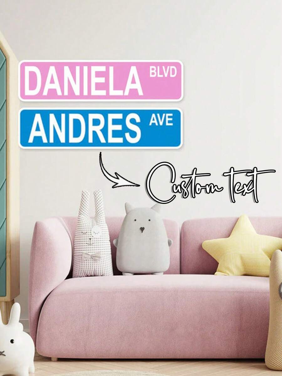 1pc Personalized Street Signs. You Can Design Your Own Child's Bedroom Sign, Baby Room Number Plate, Children's Fort Decorations, And Customize The Baby's Name. This Durable Aluminum Sign Is Tailor-Made For Your Child. Whether Placed In The Bedroom, Playroom, Fort, Entertainment Room, Family School Area, Or Given As A Gift To A Friend, It Is An Excellent Choice! Available In 3 Sizes And 12 Colors. - Chocolate Brown - View 1