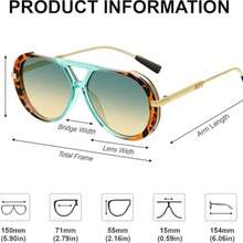 1pc Oversized Aviator For Women Men Retro Double Bridge Metal Aviators For Women ,Large Big Double Beam Designer Fashion Vintage Shades Retro - 藍卡色 - 查看 7