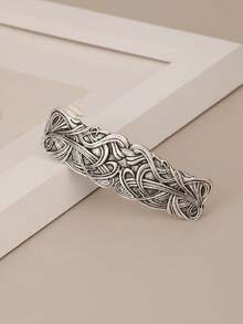 1pc Vintage Bronze Tone Spring Ponytail Claw Clip, Retro Metal Totem Floral Pattern Hair Accessory For Women,Summer,Holiday,Travel - Multicolor - View 12
