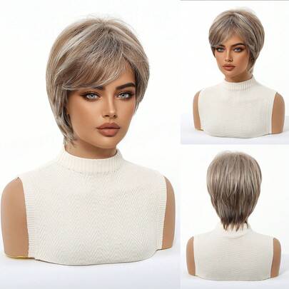 Tóc giả ngắn kiểu pixie màu muối tiêu 10 inch với mái tỉa lớp, chất liệu tổng hợp chịu nhiệt, thích hợp sử dụng hàng ngày cho công sở, cosplay, tiệc tùng, Halloween, Giáng sinh, Lễ Tạ ơn, đám cưới, dạ hội, hẹn hò, sinh nhật, kỳ nghỉ. Chất liệu tổng hợp cao cấp, da đầu chân thực, trông tự nhiên, thoải mái khi đội. Tóc giả ngắn kiểu pixie nhiều lớp dành cho nữ, sử dụng hàng ngày, tóc giả dự tiệc, tóc giả cosplay, màu xám nâu.