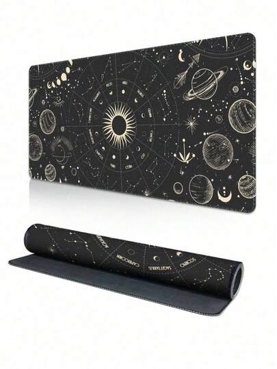 Alfombrilla de ratón, tapete de teclado de alta calidad, impermeable, con patrón simple de estrellas y sol, base de goma antideslizante, adecuado para juegos y uso en la oficina.