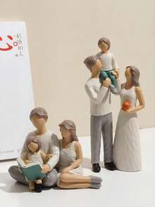 1pc Small Family Theme Resin Figurine Decor Craft, Suitable For Bookshelf, Desk, Living Room And Bedroom, Perfect For Wedding Art Decor, Mother's Day Gift, Birthday Gift, Graduation Gift, Etc. - A Family Of Three - View 8