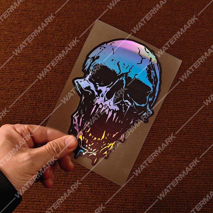 1 miếng dán bình xăng xe máy hình đầu lâu, trang trí đuôi xe máy địa hình nhiều màu sắc, decal bình xăng phong cách đường phố, miếng dán che chắn riêng tư cửa sổ sau xe hơi.
