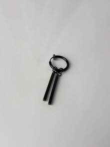1只钛钢耳环，男士嘻哈极简耳环，可拆卸黑白双杆耳环，适合日常佩戴 - 雙棒耳環 - 查看 9