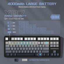 ATTACK SHARK X87 无线三模机械游戏键盘 - 支持热插拔 RGB 灯效，垫片式安装，预润滑线性轴，侧印 PBT 键帽 - 查看 7