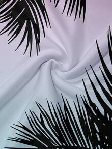 Polo de manga corta con estampado digital de árboles de palma degradado para hombres en verano - Multicolor - Ver 4