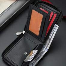 Men's Faux Leather Zipper Wallet, Vintage Embossed Eagle RFID Blocking Card Holder With External Quick Access Slot, Large Capacity Multi-Slot Short Wallet For Business Casual Daily Use - A - View 7