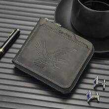Men's Faux Leather Zipper Wallet, Vintage Embossed Eagle RFID Blocking Card Holder With External Quick Access Slot, Large Capacity Multi-Slot Short Wallet For Business Casual Daily Use - A - View 4