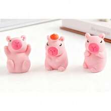 10/20/30 Stück Mini Harz Capybara Figuren, zufällige Farben, Capybara Dekoration, Pinguin, Capybara Party, kleine Tiere, Harz Capybara, Schnabeltier, Capybara, kleine Skulpturen - Pink - Übersicht 3
