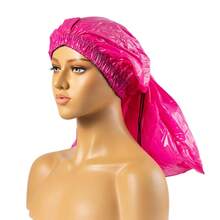 ZTZI 可重复使用的塑料浴帽，带长尾，弹性浴帽，适用于头发护理和深层滋养 - JK195 - 查看 12