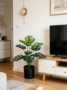 Cây giả cỡ lớn 65cm/40cm, cây Monstera sống động như thật, lá cọ bằng nhựa với kết cấu chân thực, lá Monstera xanh mướt, cành đứng trên sàn, không bao gồm chậu, 18 lá đầy đủ, cây chuối giả nhiệt đới, cây xanh trang trí trong nhà và ngoài trời. - Nhiều màu - Xem 4