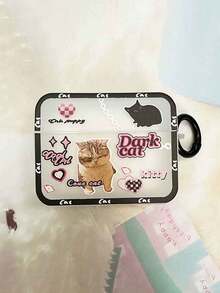 1pc Cute Cat Letter + Ring Design Protective Case Compatible With Apple 1/2/3, Anti-Drop Cover For AirPods Pro/Pro2 - Multicolor - View 8