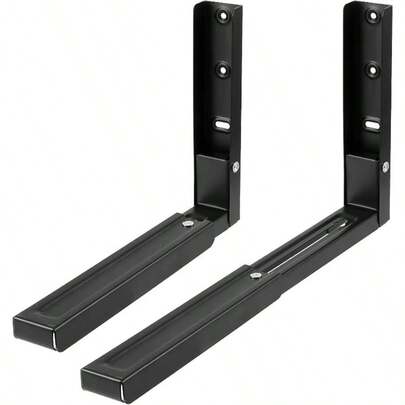 2 cái (1 cặp) Giá đỡ kệ lò vi sóng có thể gập lại - Giá đỡ gắn tường có thể điều chỉnh cho nhà bếp Màu đen trắng