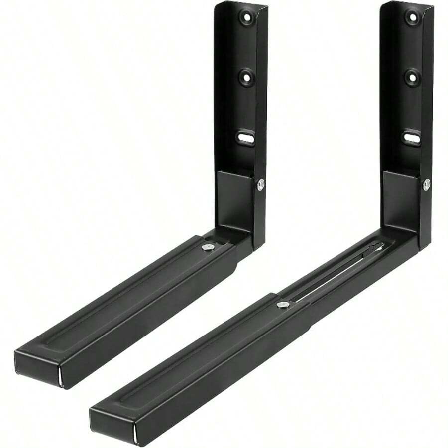 2 cái (1 cặp) Giá đỡ kệ lò vi sóng có thể gập lại - Giá đỡ gắn tường có thể điều chỉnh cho nhà bếp Màu đen trắng - Có thể gập lại - Xem 1