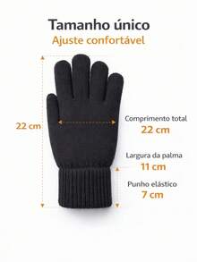 Unisex Black Winter Gloves - Warm, Comfortable Fabric, Ideal For Cold Weather And Everyday Use - màu đen - Xem 10