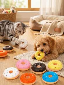 Đồ chơi cho thú cưng hình bánh donut bằng cao su có tiếng kêu, đồ chơi gặm cho thú cưng có âm thanh, màu sắc tươi sáng thu hút sự chú ý của thú cưng, kích thích hứng thú chơi đùa của thú cưng, phù hợp cho mèo và chó nhỏ/trung bình, lý tưởng cho chó con đang mọc răng, kết hợp chơi đùa và chăm sóc răng miệng. - Nhiều màu - Xem 2