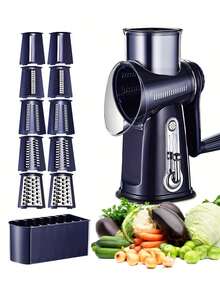 Máy thái rau củ xoay 5 trong 1 bằng thép không gỉ có tay cầm - Có thể thái lát, bào sợi rau củ, xay hạt, bào cà rốt, bắp cải, v.v. Dụng cụ nhà bếp dễ vệ sinh. - Nhiều màu - Xem 12