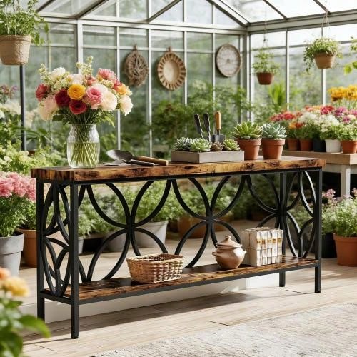 Sofa & Console Tables - Black, Rustic Brown - View 1