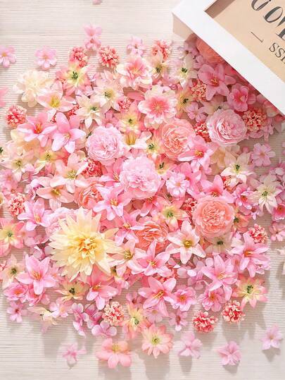 20pcs Pink Artificial Silk Flower Heads, Mixed Artificial Flowers Including Pink Roses And Daisies, Wholesale, Suitable For Crafts, Artificial Flower Scattering Decor, Sunflowers, Hair Clips, Clothing Decoration DIY Crafts, Mother's Day/Graduation Gift Packaging, Home Decor, Party Decoration, Wedding Bridal Bouquet