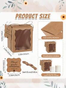 Brown Kraft Paper Box Packaging, Rectangular Paper Gift Box, High-End Gift Box, Transparent Window Candy Box, Kraft Paper Window Gift Box, Wedding Favor Box, Candle Gift Box, Bride Gift Box, Party Guest Favor Box, Wedding Decor Box, Candle Packaging Box. Suitable For Weddings, Birthdays, Bridal Gifts, And Party Favors. - Brown Square Transparent Gift Box With Window - View 4