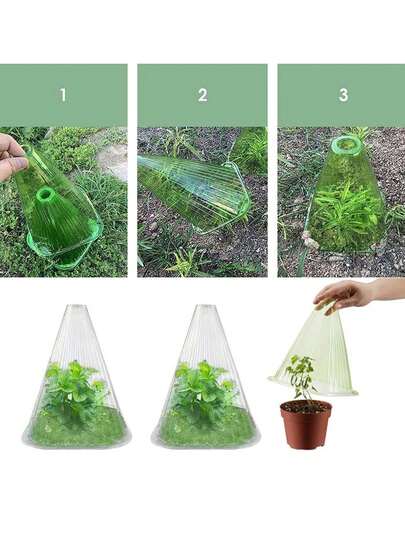 30pcs/20pcs/10pcs Large Reusable Transparent Plastic Plant Protector Cones With Air Vent, Helps Light Exposure And Plant Growth, Effective Against Frost, Birds And Snails. Made Of Breathable Mesh Material, Ideal For Protecting Seedlings And Plants, Outdoor Gardening Tool.