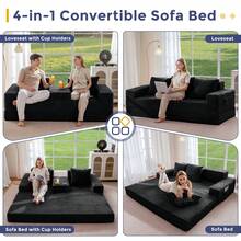 MAXYOYO Cloud Modular Sofa,4 In 1 Convertible Chenille Boneless Couch For Living Room, Folding Recliner Sleeper Chair, Boxed Sofa, No Assembly Required - màu đen - Xem 5