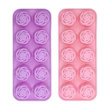 Khuôn silicon hình hoa hồng 10 ô, thích hợp làm sô cô la, nến, xà phòng, đá viên, chịu nhiệt và lạnh (-40°F đến 446°F), 2 khuôn nướng, dễ dàng lấy ra và vệ sinh. - Nhiều màu - Xem 12