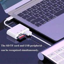 3-In-1 Multi-Function Card Reader - SD/TF/USB Storage Card Reader, Plug And Play Adapter Compatible With IPhone 17 Pro Max/17 Pro/17 Air/17/16/15, S26/S25/S24/S23/S22/S21, Laptop Series, Portable Card Reader - White - View 4