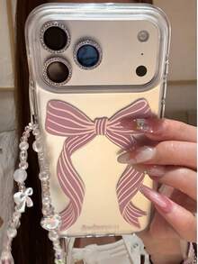 韩系ins风可爱激光银色蝴蝶结手机壳，适用于 17 Pro Max，兼容 16 Pro、新款17、14 Pro、创意15 Pro，全方位保护手机壳 - 銀色 - 查看 1