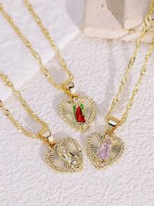 1 chiếc dây chuyền mặt dây chuyền hình Đức Mẹ Maria bằng vàng 14K dành cho nữ - Mary trinh nữ - Xem 3