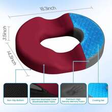 Donut Pillow Seat Cushion - Cooling Gel Outdoor Chair Cushions, Memory Foam Seat Cushion For Office &Amp; Home, Car Seat And Patio Furniture Cushions, Hemorrhoids Pillow And Tailbone Pain Relief, Red - ColorG - View 2