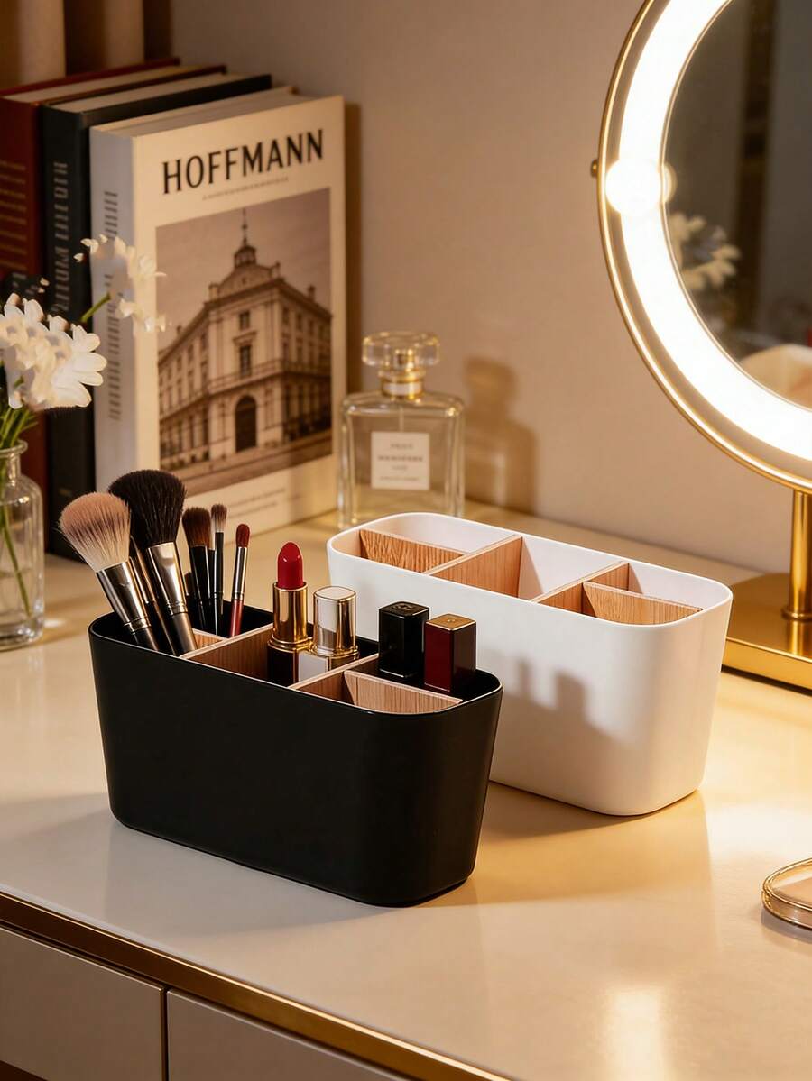 Makeup Organizer Box, Makeup Brush Holder, Desktop Vanity Makeup Brush Storage Rack, Can Store Makeup Brushes, Cosmetics, Toothbrush, Toothpaste, Comb And Razor, Home Bathroom Decor - Ideal For Valentine's Day Gift Or Back To School Organization