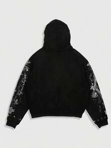 Street Life Spring/Summer Casual Graphic Men'S Street Angel Slogan Print Hoodie - 黑5 - 查看 8