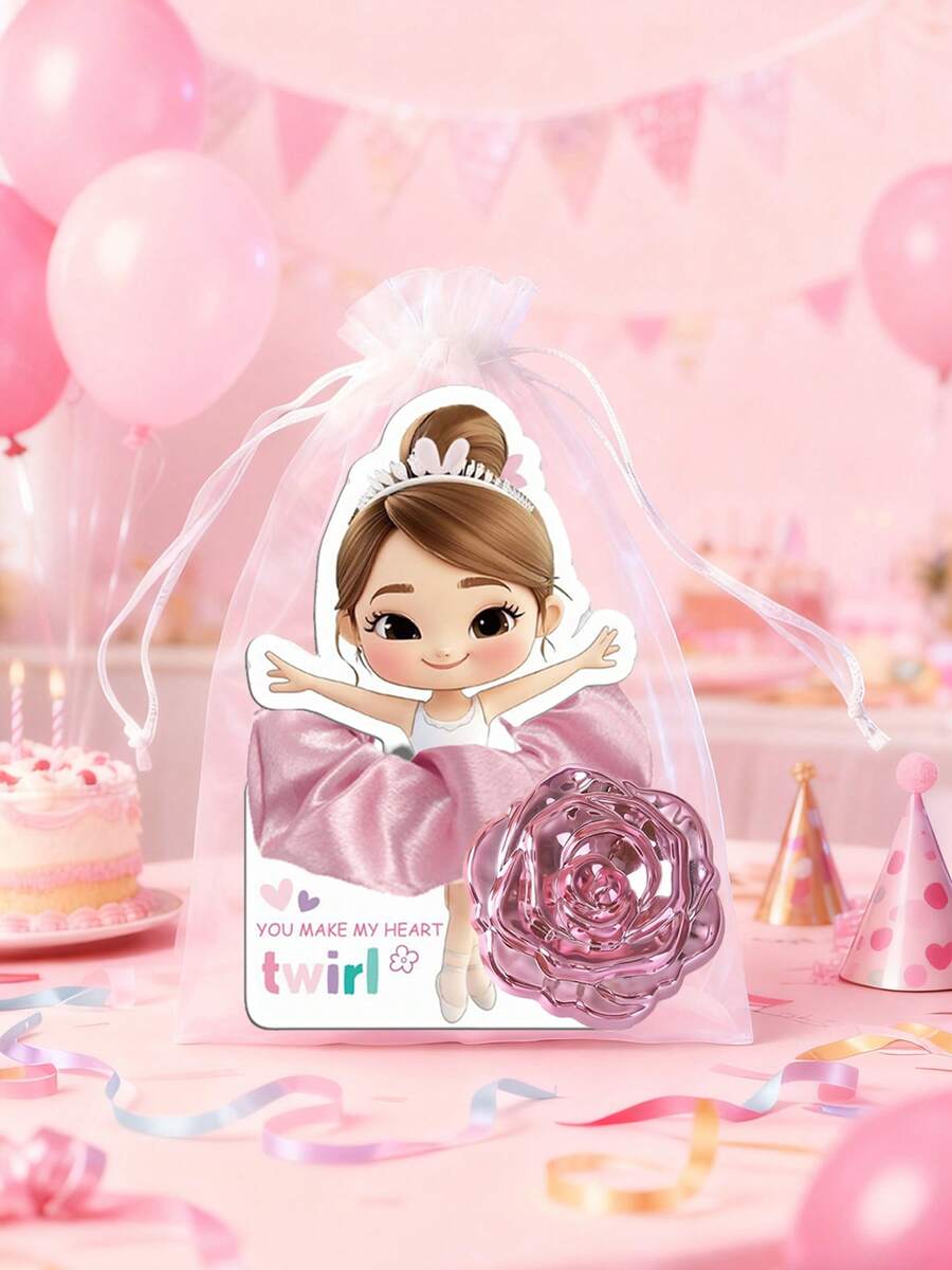 Brodark Bộ 10 chiếc băng đô cài tóc màu hồng kiểu ballet, quà tặng sinh nhật, quà tặng ngày Valentine cho bạn thân, tiệc theo chủ đề cho bé gái, tân gia, tiệc độc thân, tiệc ngủ, kèm túi quà màu trắng, quà tặng sáng tạo và vui nhộn. - dây buộc tóc + gương - Xem 1