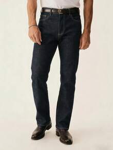 Classic 5-Pocket Blue Denim Jeans, Effortless Casual Daily Wear, Minimalist Versatile Design For All Seasons - Black - View 5